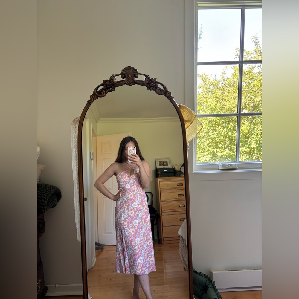 Sunday Best Aritizia Pink and Orange floral Halter Sundress